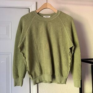 PERFECTWHITETEE sage green cotton terry cloth long sleeve raglan boxy cropped